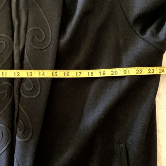 Alorna Vtg Long Wool Coat Open Embroidered Soutache Ribbon Collar L XL 2XL Black - Picture 7 of 16